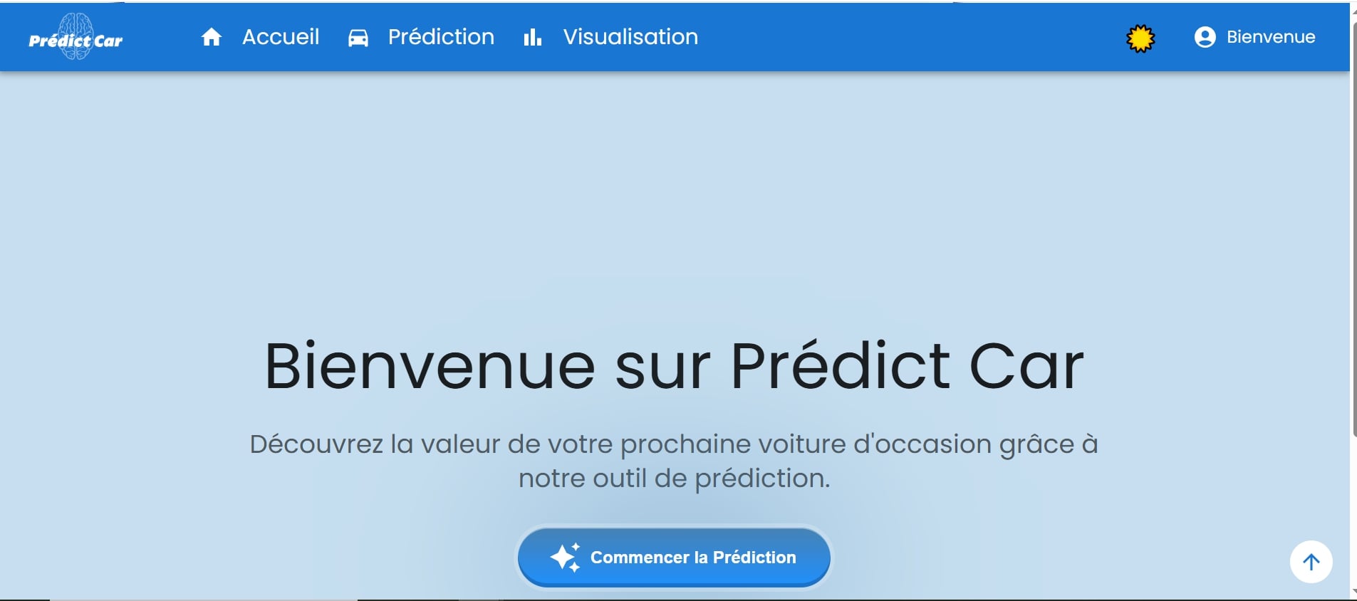 Aperçu de l'application Prédict Car