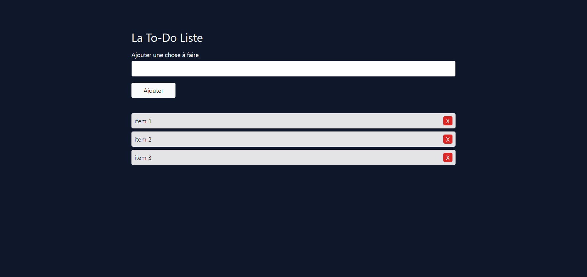 Capture d'écran de l'application To-Do List